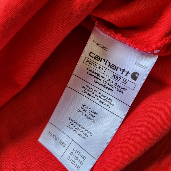 Carhartt Loose Fit T Shirt Reddish Pink Short Sleeve Pocket Womens Sz L - Picture 4 of 7